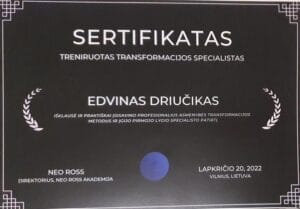 Edvinas Driučikas sertifikuotas asmeninių transformacijų specialistas